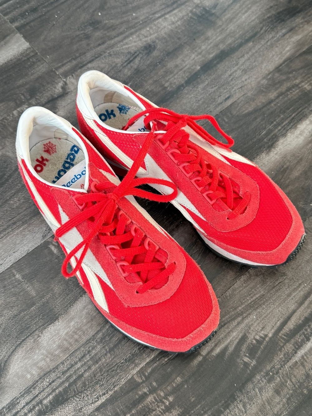 Reebok Red and White Low-Profile Running Sneakers